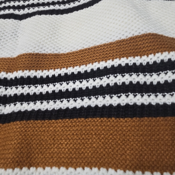 Full Circle Striped Sweater lace up back terracotta ut burnt orange sweater, L - Picture 13 of 13
